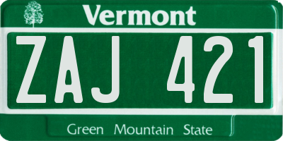 VT license plate ZAJ421