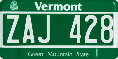 VT license plate ZAJ428