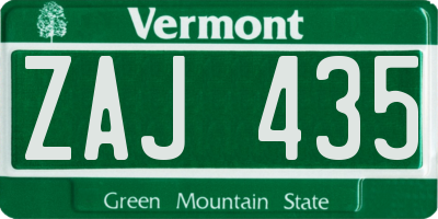 VT license plate ZAJ435