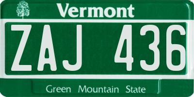 VT license plate ZAJ436