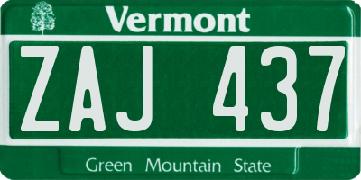 VT license plate ZAJ437