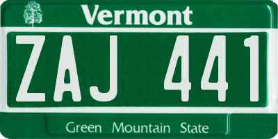 VT license plate ZAJ441
