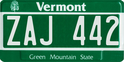 VT license plate ZAJ442