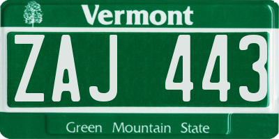 VT license plate ZAJ443