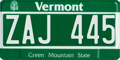 VT license plate ZAJ445