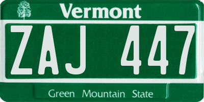 VT license plate ZAJ447
