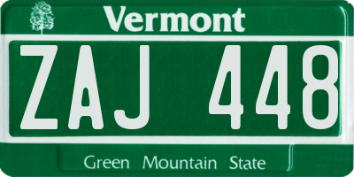VT license plate ZAJ448