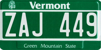 VT license plate ZAJ449