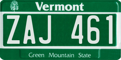 VT license plate ZAJ461