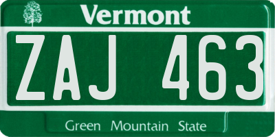 VT license plate ZAJ463