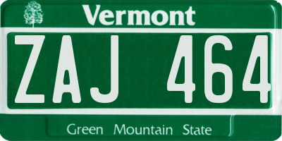 VT license plate ZAJ464