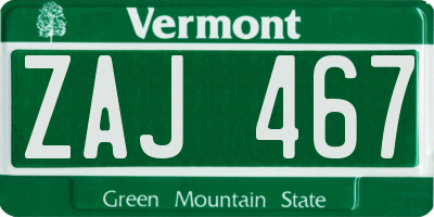 VT license plate ZAJ467