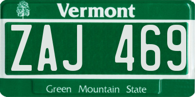 VT license plate ZAJ469