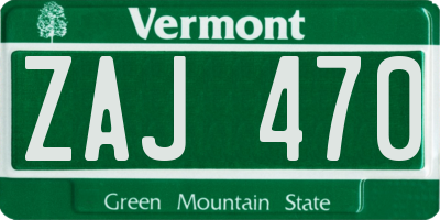 VT license plate ZAJ470