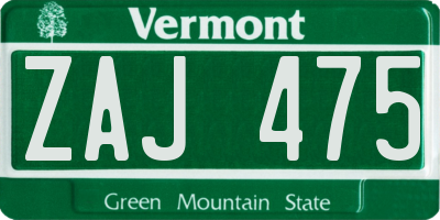 VT license plate ZAJ475