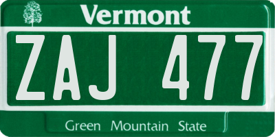 VT license plate ZAJ477