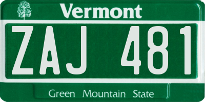 VT license plate ZAJ481