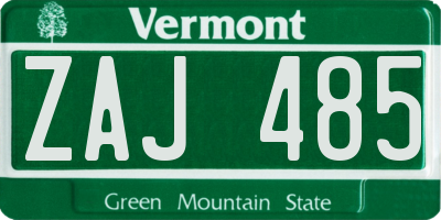 VT license plate ZAJ485