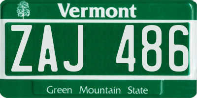 VT license plate ZAJ486