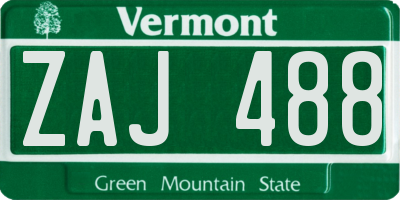 VT license plate ZAJ488