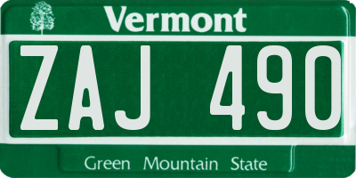 VT license plate ZAJ490