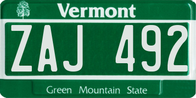 VT license plate ZAJ492
