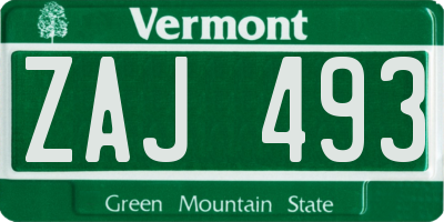 VT license plate ZAJ493