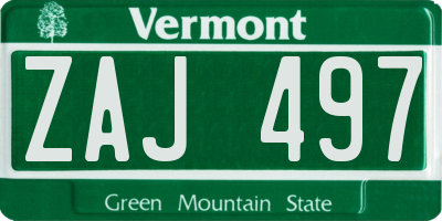 VT license plate ZAJ497