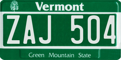 VT license plate ZAJ504