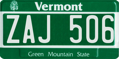 VT license plate ZAJ506