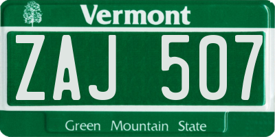 VT license plate ZAJ507