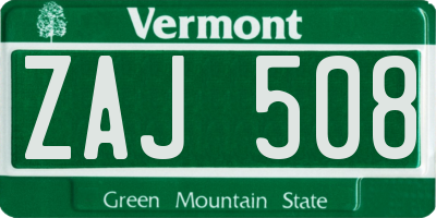 VT license plate ZAJ508