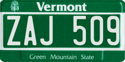 VT license plate ZAJ509