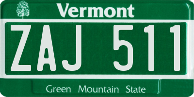 VT license plate ZAJ511