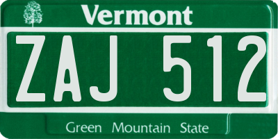 VT license plate ZAJ512
