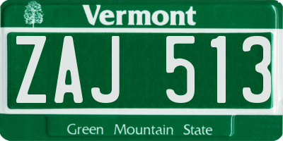 VT license plate ZAJ513
