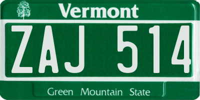 VT license plate ZAJ514