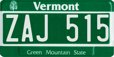 VT license plate ZAJ515