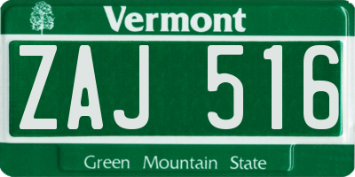 VT license plate ZAJ516