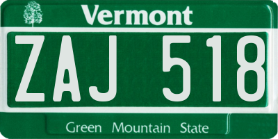 VT license plate ZAJ518