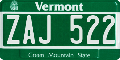 VT license plate ZAJ522