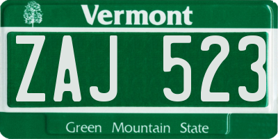 VT license plate ZAJ523