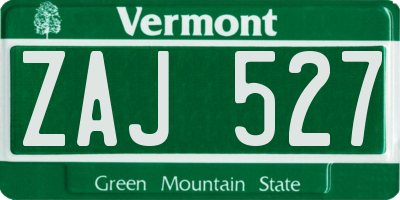 VT license plate ZAJ527