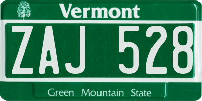 VT license plate ZAJ528