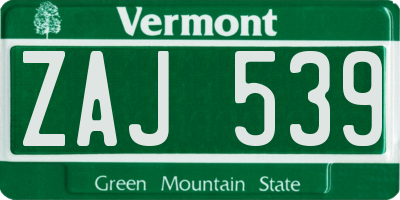 VT license plate ZAJ539