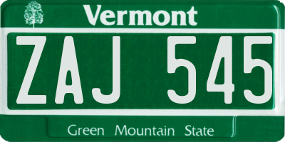 VT license plate ZAJ545