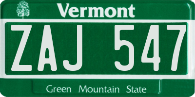 VT license plate ZAJ547