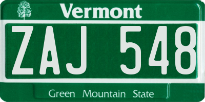 VT license plate ZAJ548