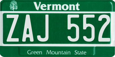 VT license plate ZAJ552