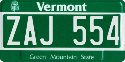 VT license plate ZAJ554